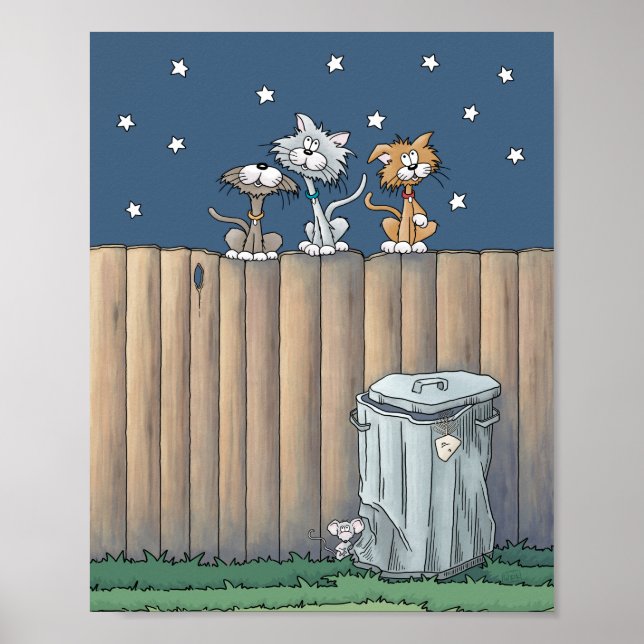 Gatos de Beco em um Poster de Cerca (Frente)