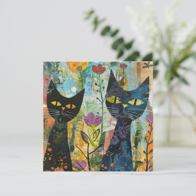 Gatos De Boho Watercolor - Arte Felina Terrestre ( (Em pé/Frente)