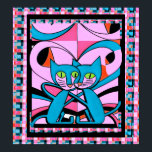 Gatos de Estilo de Arte pop, Impressão de Arte, Má<br><div class="desc">Aproveite este pop dos anos 60, dois gatos, em rosa, rosa e azul. Excelente para pessoas que desfrutam da decoração maximalista, arte na parede de gatos. Você pode personalizar esta design com um monograma, nome ou fotos. Entre em contato com o designer para obter solicitações ou assistência especiais. © Copyright...</div>