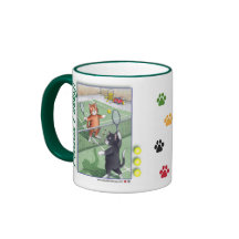 Gatos de gato malhado botão do tênis & caneca de