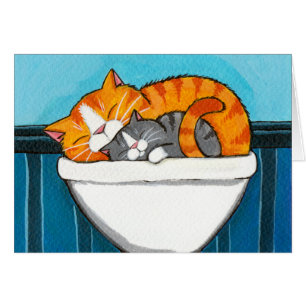 Gatos de gato malhado no dissipador - cartão vazi