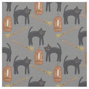 Gatos De Halloween, Fundo Da Cinza, Tecido De Algo