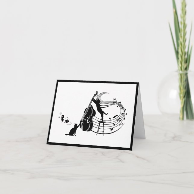 Gatos de Jazz | Cartão de Nota Dobrada De Baixo Du (Frente)