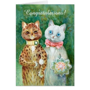 Gatos de Louis Wain que Wedding o cartão dos