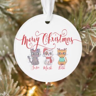 Gatos de Natal ornamento personalizado