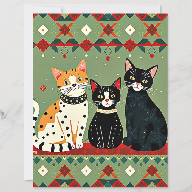 Gatos de Natal retrô papel de artesanato (Frente)