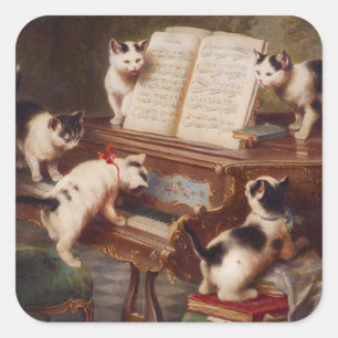 GATOS do PIANO - etiquetas engraçadas do gato do