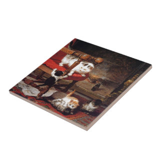 Gatos do vintage pela lareira