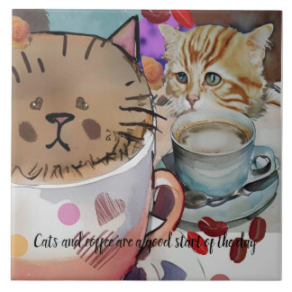 Gatos e café e texto personalizado
