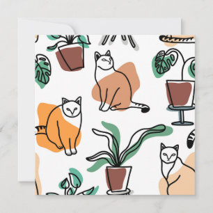 Gatos e flores para desenho de linhagens