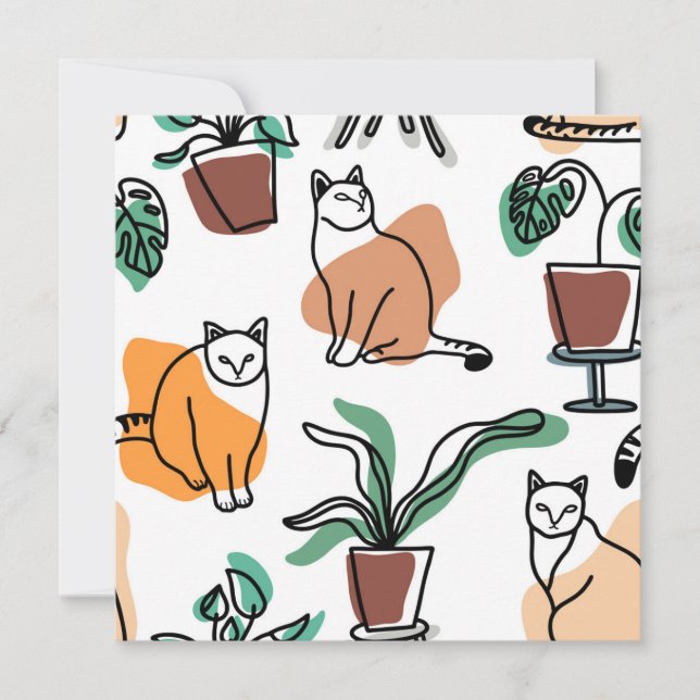 Gatos e flores para desenho de linhagens (Frente)