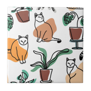 Gatos e flores para desenho de linhagens