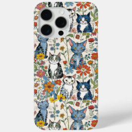 Gatos e flores silvestres Ilustrações Boho