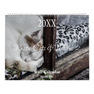 Gatos e Gatinhos Rústicos Calendário de Parede 2 -