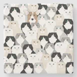 Gatos e Porta copos de Pedra de Cães