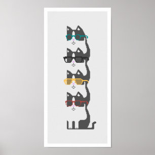 Gatos Em Óculos Pilha Poster