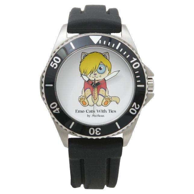 Gatos Emo Com Relógios Gravatas (Frente)