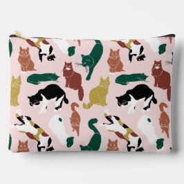 Gatos encantadores desenhados à mão em fundo rosa