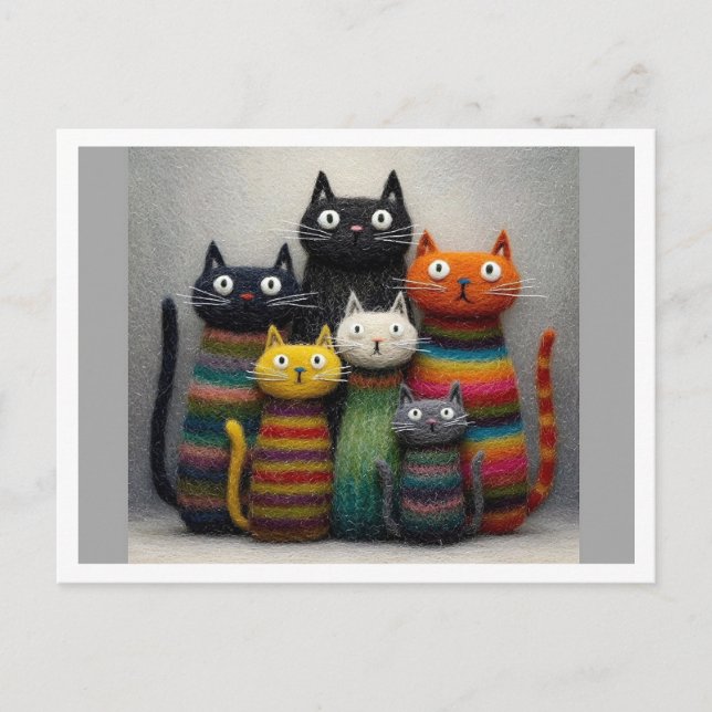 Gatos engraçados. Cartão postal (Frente)