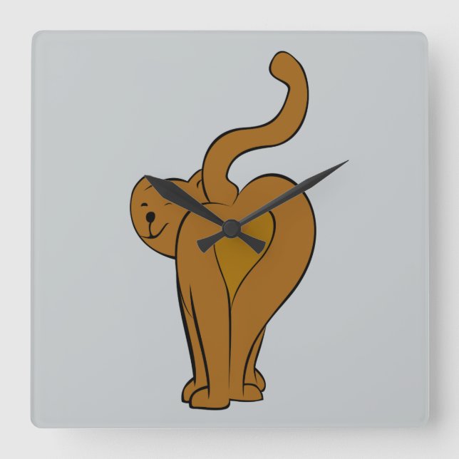 Gatos Engraçados, Relógio De Parede De Gato (Frente)