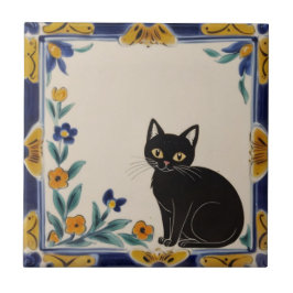 Gatos Florais - Gato Preto Fofo e Flores Laranjas