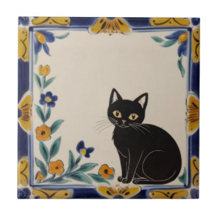 Gatos Florais - Gato Preto Fofo e Flores Laranjas