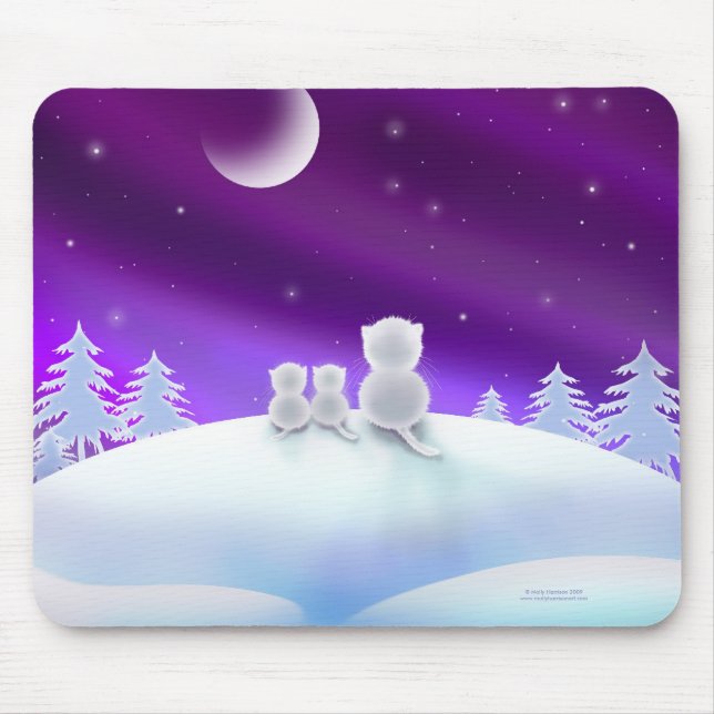 Gatos Fofos no Mousepad de Férias Snowhill (Frente)