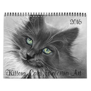 Gatos, Gatinhos, Calendário 2016 KaterinaArt