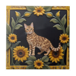 Gatos Girassol - Gato Bengal & Girassóis Amarelos