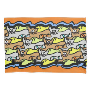 Gatos Gráficos e Travesseiro de Animação de Peixes