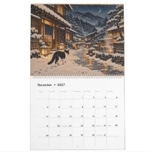 Gatos Japoneses Calendário 2027 Estilo Ukiyo-e