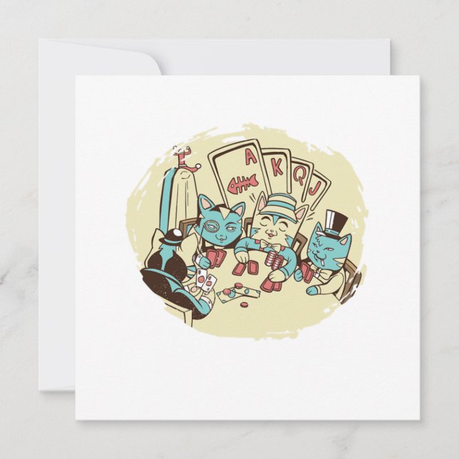 Gatos Jogando Cartões De Poker Presente De Jogo De (Frente)