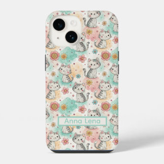 Gatos kawaii bonitos nome iPhone / iPad case