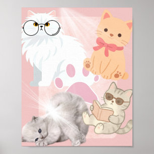 Gatos Kawaii Fofos & Impressão de Pata Arte Impres