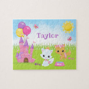 Gatos Kittens Castelo Rosa e Quebra-cabeça de Puzz