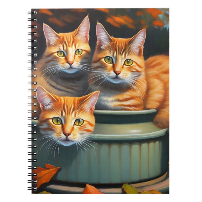 Gatos Laranja Vasos de Plantas,  Caderno (Frente)
