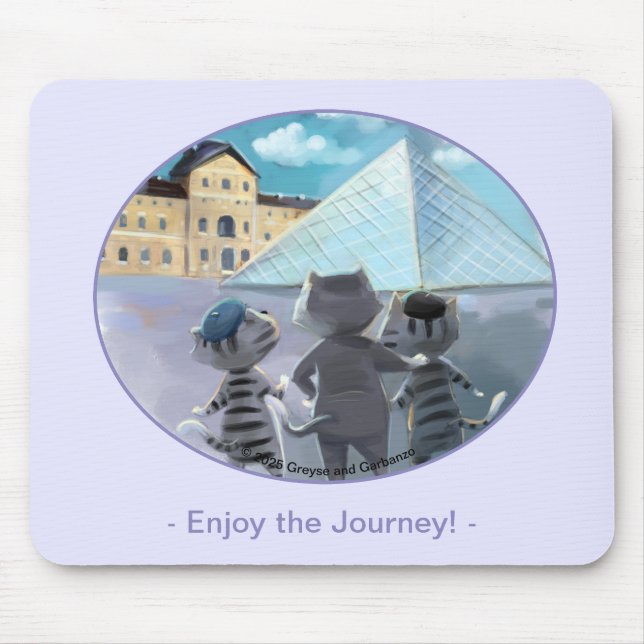 Gatos Louvre Paris - Desfrute Mouse Pad  (Frente)