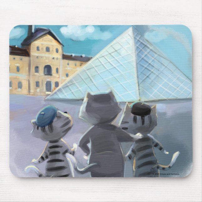 Gatos Louvre Paris - Mousepad (Frente)