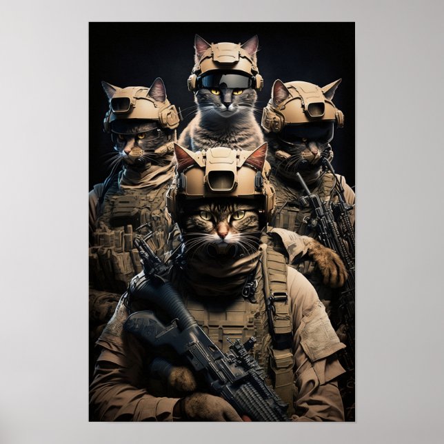 Gatos Militares de poster Art (Frente)