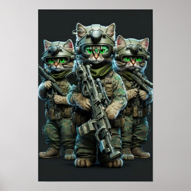 Gatos Militares de poster Art (Frente)