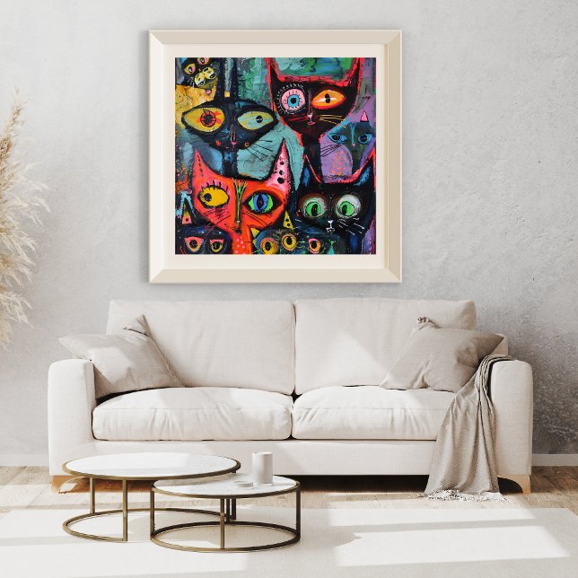 Gatos Misteriosos - Impressão de Arte Whimsical (Criador carregado)