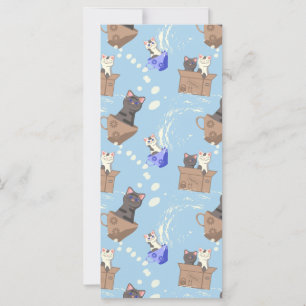 Gatos na caixa e leite cai em azul