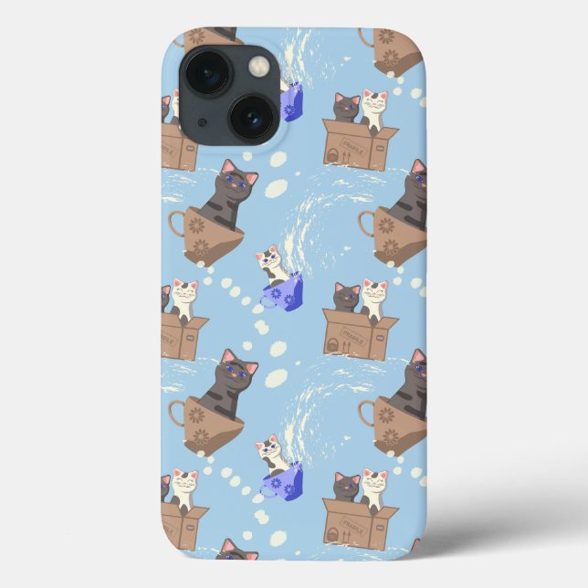 Gatos na caixa e leite cai em azul (Verso)