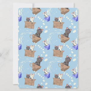 Gatos na caixa e leite cai em azul