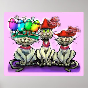 Gatos na Poster de chapéus engraçados