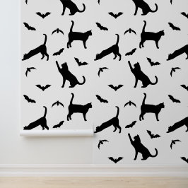 Gatos Negros Modernos E Morcegos Padrões De Dia da