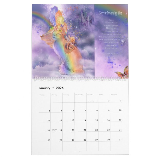 Gatos no calendário extravagante 2015 da arte dos (Jan 2026)