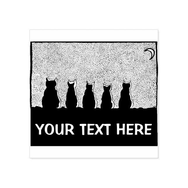 Gatos no Carimbo de Borracha à Lua (Impressão)