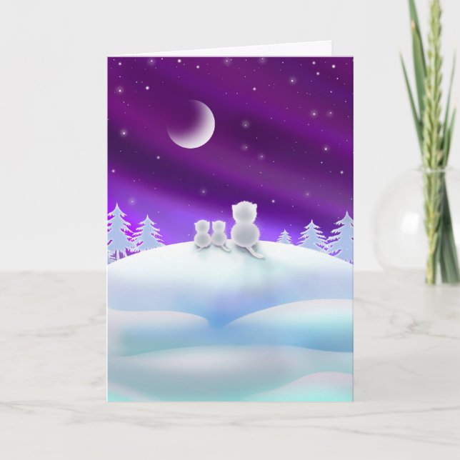 Gatos no cartão do feriado de Snowhill (Frente)