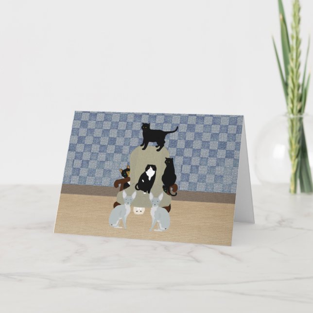 Gatos num cartão de saudação de grande porte (Frente)